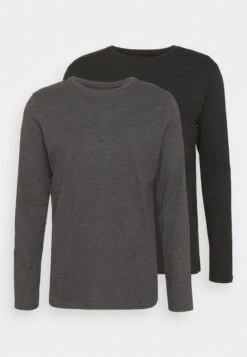 Pier One 2 PACK - Langarmshirt - Dark Grey/black -Pier One Store 007c88127656457c8f19869283e98031