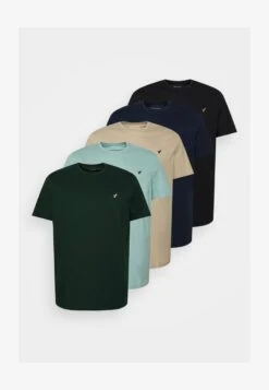 Pier One 5 PACK - T-Shirt Basic - Dark Green/beige/light Blue -Pier One Store 7af36362bd71478faf64c035d446b9b1