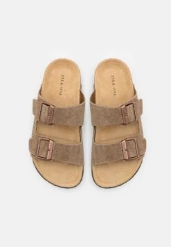 Pier One LEATHER UNISEX - Pantolette Flach - Stone -Pier One Store 8a668f54d8c54cffbe49465b492ae069