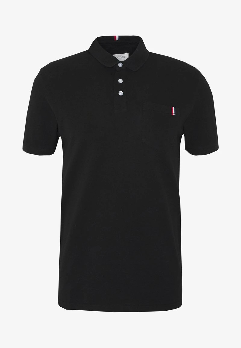 Pier One TRICOLORE TRIM POLO - Poloshirt - Black 1 Pier One TRICOLORE TRIM POLO - Poloshirt - Black