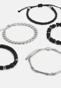 Pier One 5 PACK - Armband - Silver-coloured, Black -Pier One Store e7fdb58dc0d346889d43460456586028